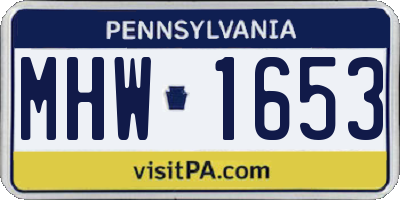 PA license plate MHW1653