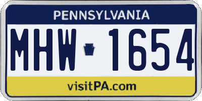 PA license plate MHW1654