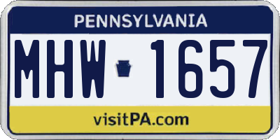 PA license plate MHW1657