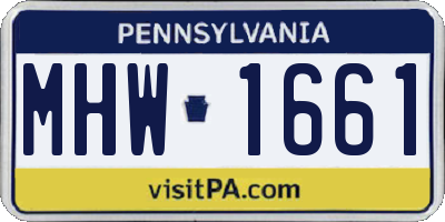 PA license plate MHW1661