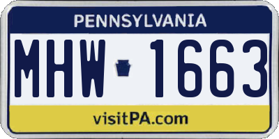 PA license plate MHW1663