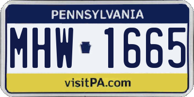 PA license plate MHW1665