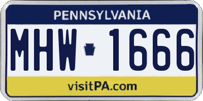 PA license plate MHW1666