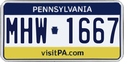 PA license plate MHW1667