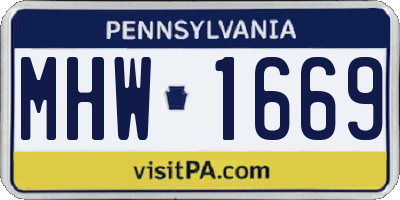 PA license plate MHW1669