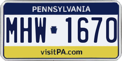 PA license plate MHW1670