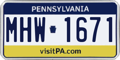 PA license plate MHW1671
