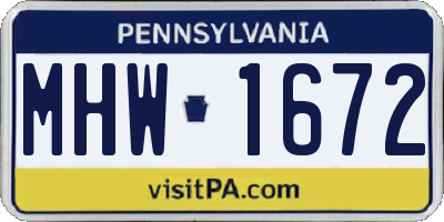 PA license plate MHW1672