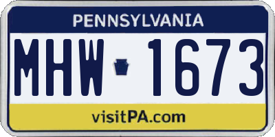 PA license plate MHW1673