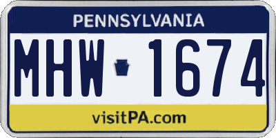 PA license plate MHW1674