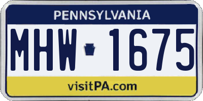 PA license plate MHW1675