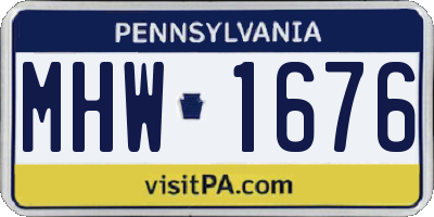 PA license plate MHW1676