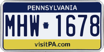 PA license plate MHW1678