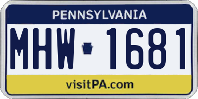 PA license plate MHW1681
