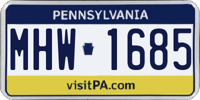 PA license plate MHW1685