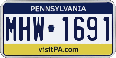 PA license plate MHW1691