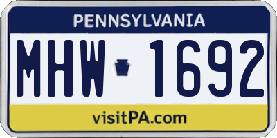 PA license plate MHW1692