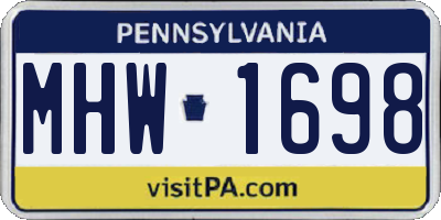 PA license plate MHW1698
