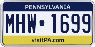 PA license plate MHW1699