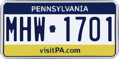 PA license plate MHW1701