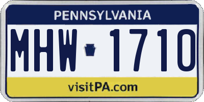 PA license plate MHW1710
