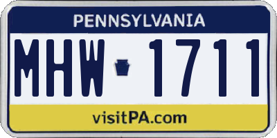 PA license plate MHW1711