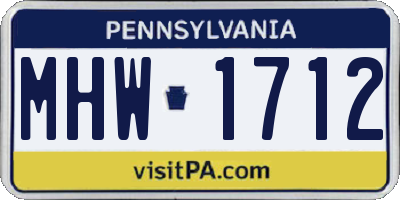 PA license plate MHW1712