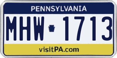 PA license plate MHW1713
