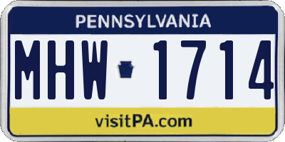 PA license plate MHW1714