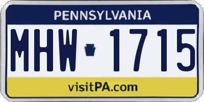 PA license plate MHW1715