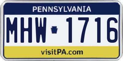 PA license plate MHW1716