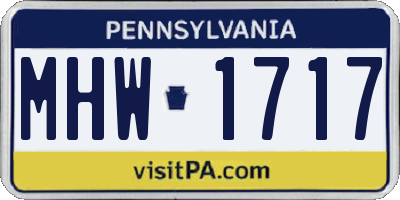 PA license plate MHW1717