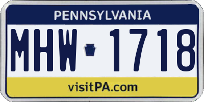 PA license plate MHW1718