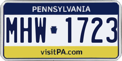 PA license plate MHW1723