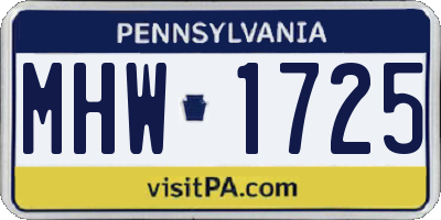 PA license plate MHW1725