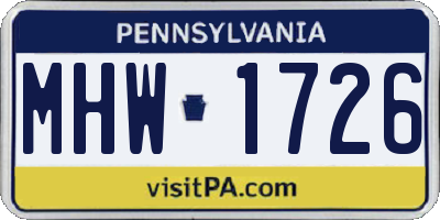 PA license plate MHW1726