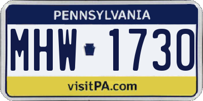 PA license plate MHW1730