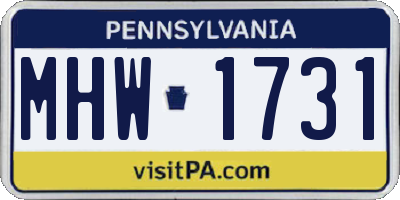 PA license plate MHW1731