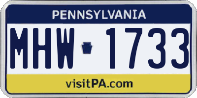 PA license plate MHW1733