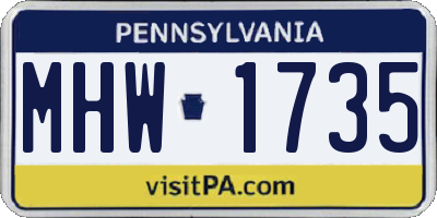 PA license plate MHW1735