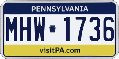 PA license plate MHW1736