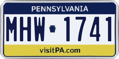 PA license plate MHW1741