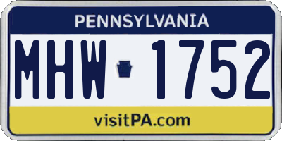 PA license plate MHW1752