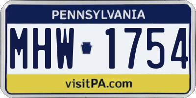 PA license plate MHW1754