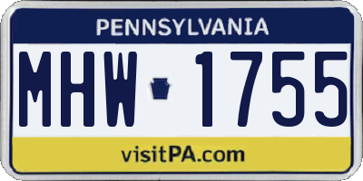 PA license plate MHW1755