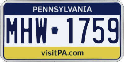 PA license plate MHW1759