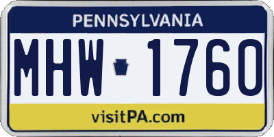 PA license plate MHW1760