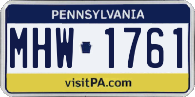 PA license plate MHW1761
