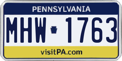 PA license plate MHW1763