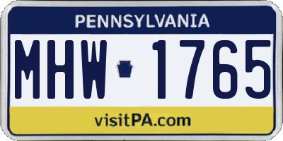 PA license plate MHW1765